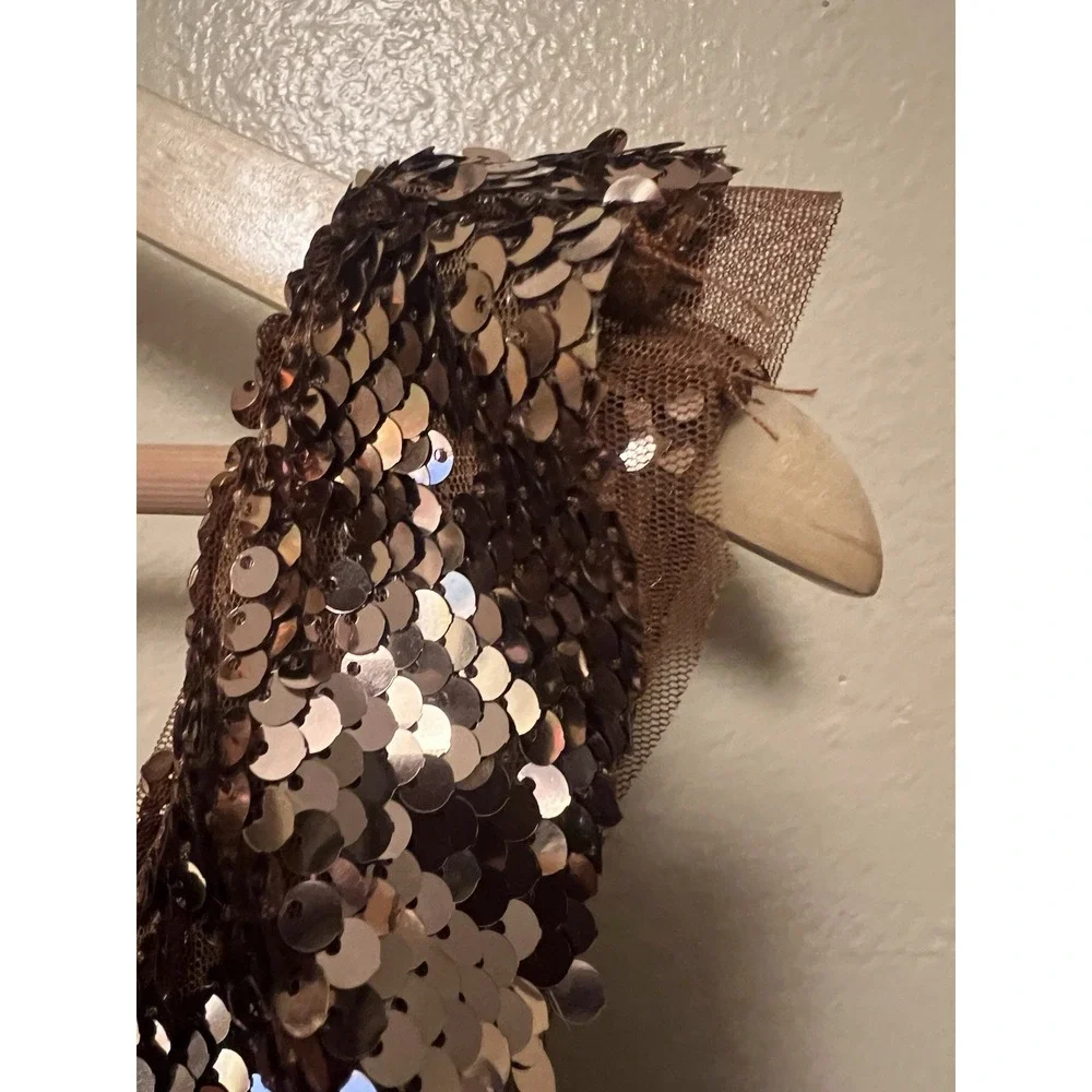 Anthropologie Free People Siren Sequin Mini Dress Lined Cocktail‎ Party Bronze 4